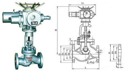 电动法兰截止阀结构图
